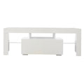 Entertainment Tv Stand, Large Tv Stand Tv Base Stand With Led Light Tv Cabinet. White 50 59 Inches Mdf