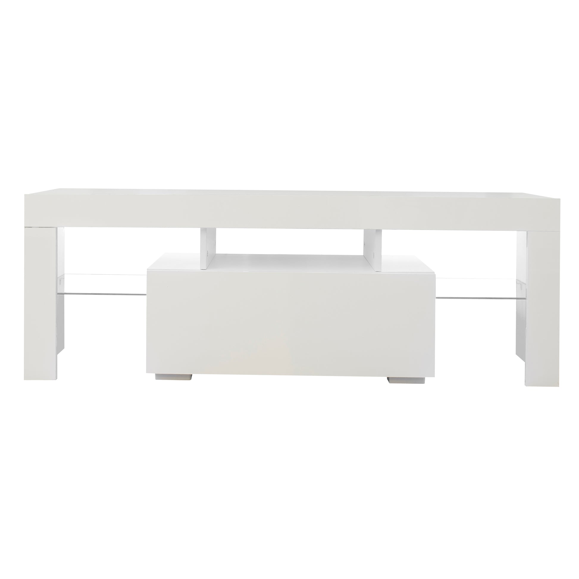 Entertainment Tv Stand, Large Tv Stand Tv Base Stand With Led Light Tv Cabinet. White 50 59 Inches Mdf