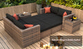 10 Pieces Outdoor Patio Garden Brown Wicker Sectional Conversation Sofa Set With Black Cushions And Red Pillows,W Furniture Protection Cover Yes Brown Seats 8 Mildew Resistant Frame Garden & Outdoor