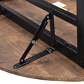 Modern 3 Piece Round Dining Table Set With Drop Leaf And 2 Chairs For Small Places,Black Frame Rustic Brown Finish Rustic Brown Solid Back Seats 2 Metal Dining Room Drop Leaf Folding Modern 4 Leg Round Dining Table With Chair Metal