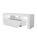 Entertainment Tv Stand, Large Tv Stand Tv Base Stand With Led Light Tv Cabinet. White 50 59 Inches Mdf