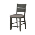 Transitional 2Pc Set Wooden Counter Height Chairs Fabric Upholstered Ladder Back Dining Furniture Gray Dining Room Transitional Ladder Back Wood