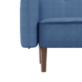 Living Room Bed Room Leisure Futon Sofa Bed In Blue Fabric With Solid Wood Leg Blue Foam Fabric