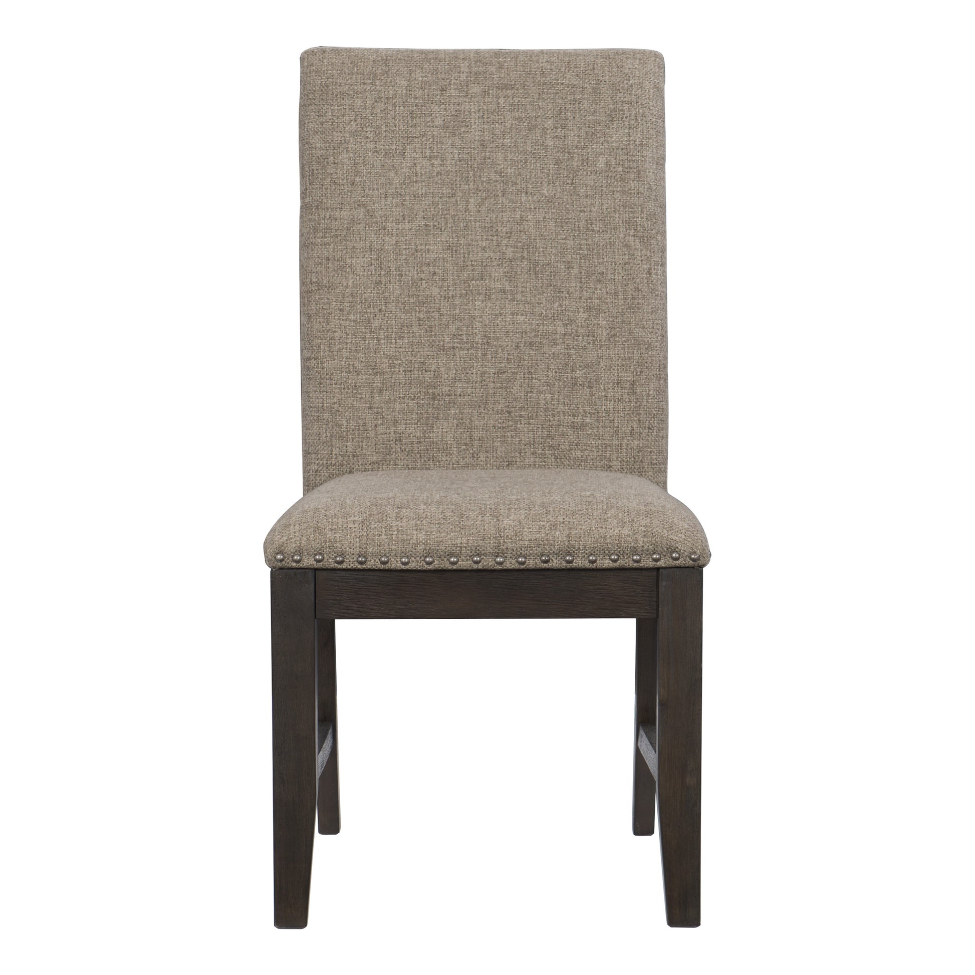 Rustic Brown Finish Set Of 2 Chair Oak Veneer Fabric Upholstered Back And Seat Brown Dining Room Side Chair Wood