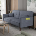 Futon Sofa Bed With Solid Wood Leg In Grey Fabric Grey Foam Fabric