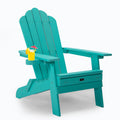 Tale Folding Adirondack Chair With Pullout Ottoman With Cup Holder, Oversized, Poly Lumber, For Patio Deck Garden, Backyard Furniture, Easy To Install,Green. Ban On Green Wood Polyethylene