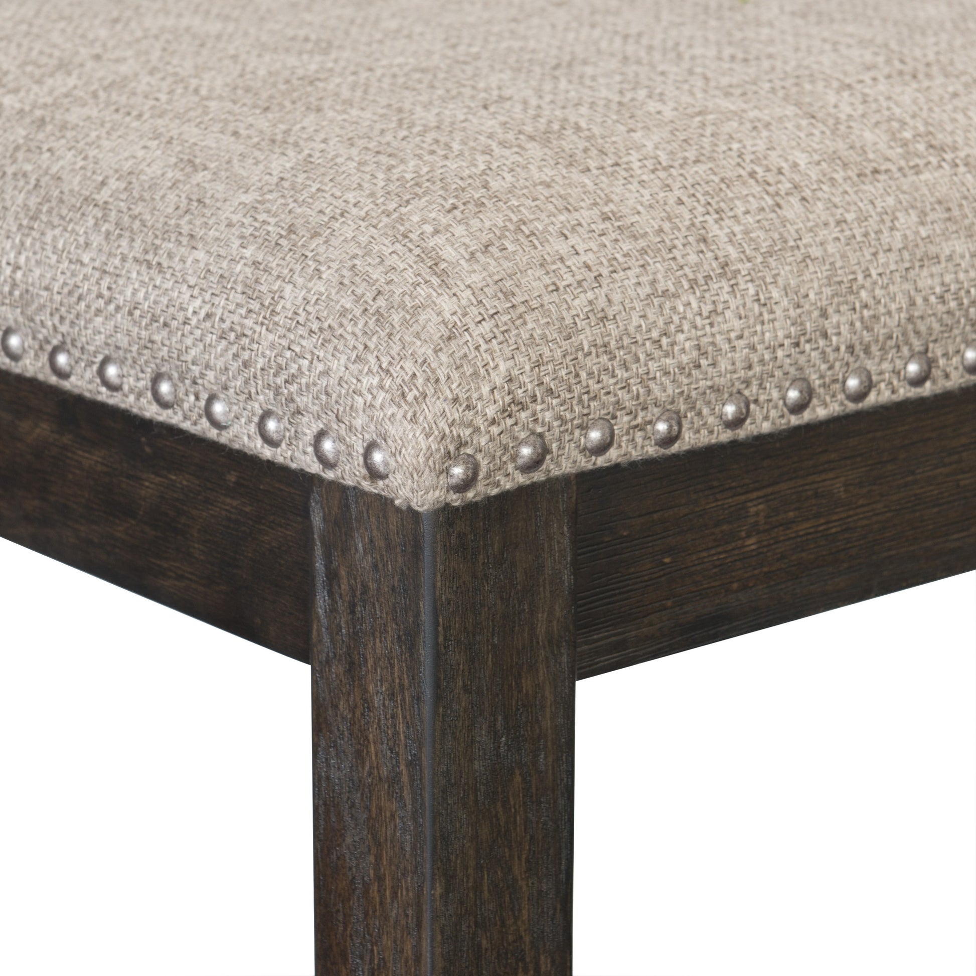 Rustic Brown Finish Set Of 2 Chair Oak Veneer Fabric Upholstered Back And Seat Brown Dining Room Side Chair Wood