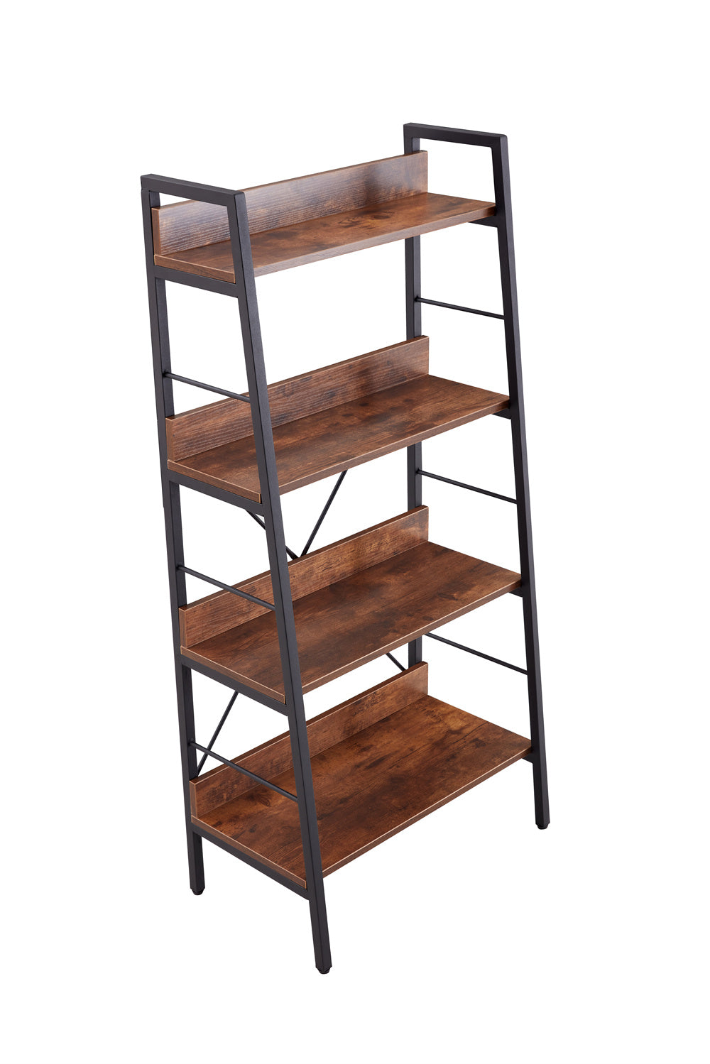 Dn 3&4 Layer Display Bookshelf H Ladder Shelf Storage Shelves Rack Shelf Unit Metal Frame, Tigger, 2 Pc Per 2 Cartons Brown Mdf