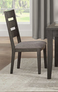 Transitional Side Chairs 2Pc Set Wood Frame Padded Seat Casual Look Neutral Toned Fabric Gray Dining Room Transitional Side Chair Wood