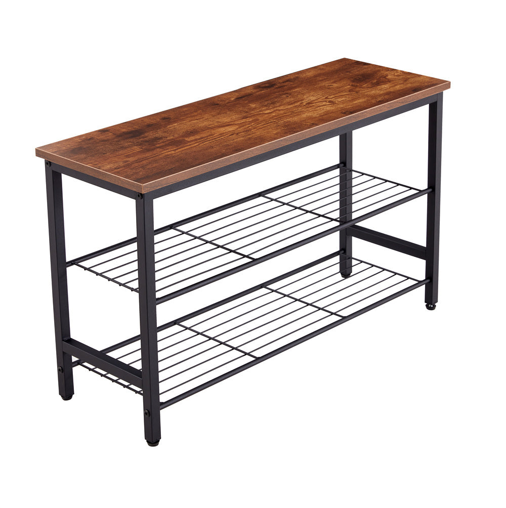 Dn 3 & 4 Tier Metal Shoe Rack, Modern Multifunctional Shoe Storage Shelf With Mdf Top Board, 1 Pc Per Carton, 2Pc 2Ctn Brown Mdf