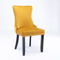 Upholstered Wing Back Dining Chair With Backstitching Trim And Solid Wood Legs,Set Of 2, Golden, Sw8809Gl Gold Dining Room American Design Rubberwood Foam Velvet