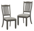 Casual Dining Height Side Chairs 2Pc Antique Gray Wood Frame Fabric Upholstery Antique Gray Dining Room Side Chair Wood