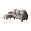 Modern Living Room Furniture L Shape Sofa With Ottoman In Light Grey Fabric Light Grey Foam Fabric