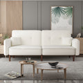 Sofa Bed In White Cotton Linen Fabric White Foam Fabric