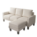 Modern Living Room Furniture L Shape Sofa With Ottoman In Beige Fabric Beige Foam Fabric