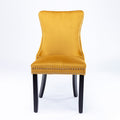 Upholstered Wing Back Dining Chair With Backstitching Trim And Solid Wood Legs,Set Of 2, Golden, Sw8809Gl Gold Dining Room American Design Rubberwood Foam Velvet