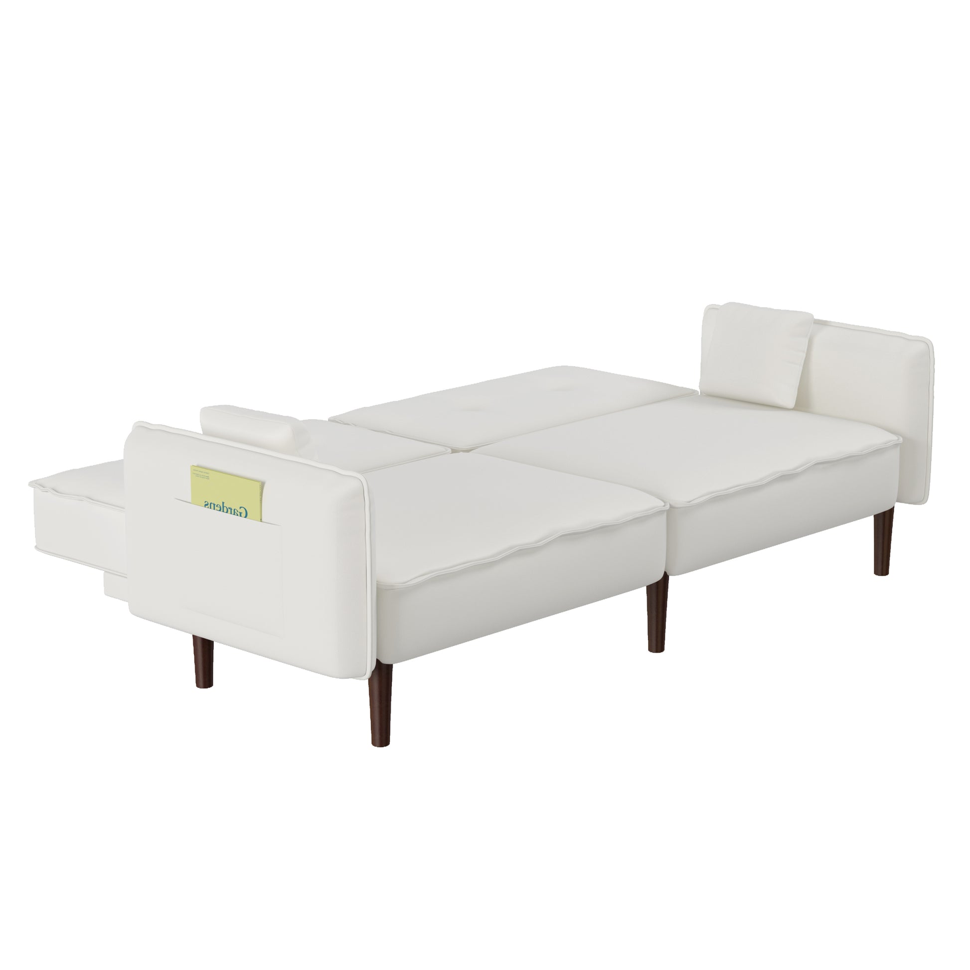 Sofa Bed In White Cotton Linen Fabric White Foam Fabric