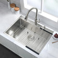 Stainless Steel 30 In 2 Hole Single Bowl Drop In Kitchen Sink With Bottom Grid And Basket Strainer Brushed Nickel Stainless Steel