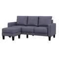 Modern Living Room Furniture L Shape Sofa With Ottoman In Dark Grey Fabric Dark Grey Foam Fabric