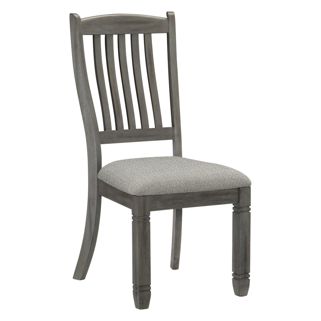 Casual Dining Height Side Chairs 2Pc Antique Gray Wood Frame Fabric Upholstery Antique Gray Dining Room Side Chair Wood