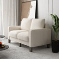 Modern Living Room Furniture Sofa In Beige Fabric 2 3 Beige Foam Fabric