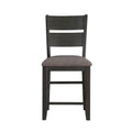 Transitional 2Pc Set Wooden Counter Height Chairs Fabric Upholstered Ladder Back Dining Furniture Gray Dining Room Transitional Ladder Back Wood