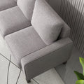 Modern Living Room Furniture L Shape Sofa With Ottoman In Light Grey Fabric Light Grey Foam Fabric