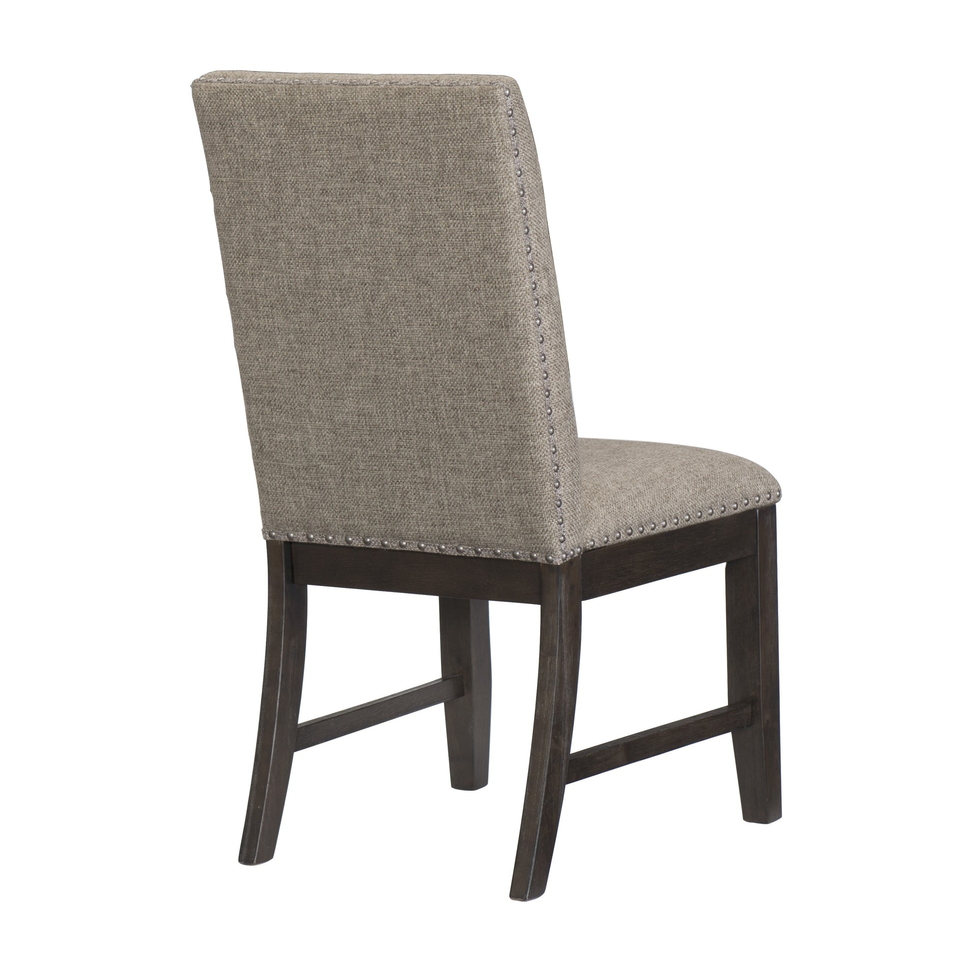 Rustic Brown Finish Set Of 2 Chair Oak Veneer Fabric Upholstered Back And Seat Brown Dining Room Side Chair Wood