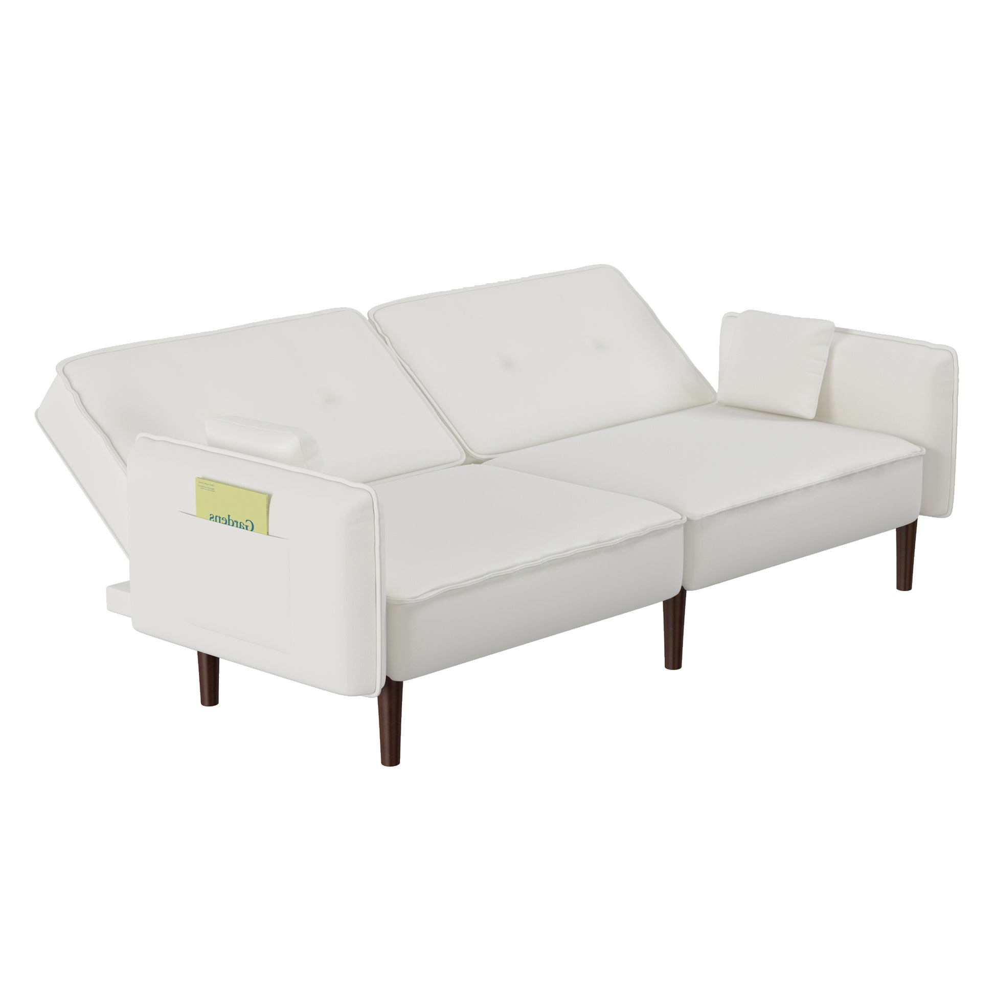 Sofa Bed In White Cotton Linen Fabric White Foam Fabric