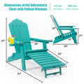 Tale Folding Adirondack Chair With Pullout Ottoman With Cup Holder, Oversized, Poly Lumber, For Patio Deck Garden, Backyard Furniture, Easy To Install,Green. Ban On Green Wood Polyethylene