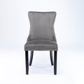 Upholstered Wing Back Dining Chair With Backstitching Trim And Solid Wood Legs,Set Of 2, Gray,Sw8809Gy, Kd Gray Dining Room American Design Rubberwood Foam Velvet