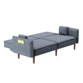 Futon Sofa Bed With Solid Wood Leg In Grey Fabric Grey Foam Fabric