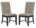 Rustic Brown Finish Set Of 2 Chair Oak Veneer Fabric Upholstered Back And Seat Brown Dining Room Side Chair Wood