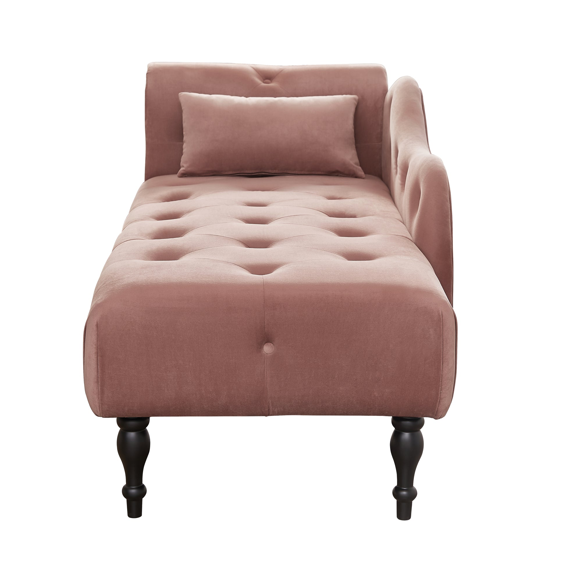 Aijia 60.6" Velvet Chaise Lounge Buttons Tufted Trimmed Solid Wood Legs With 1 Pillow,Rose Left Arm Design As Shown In The Picture Rose Velvet