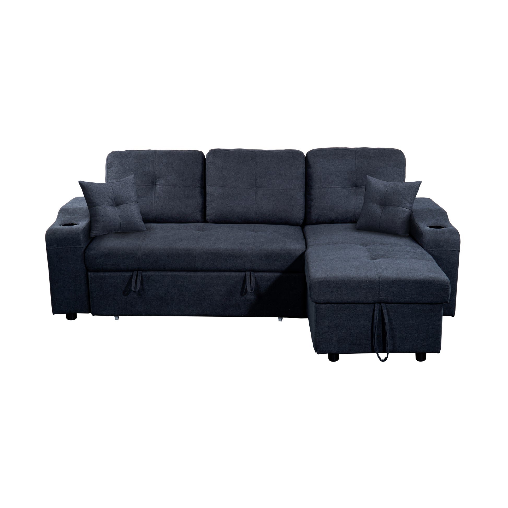 Right Facing Sectional Sofa With Footrest, Convertible Corner Sofa With Armrest Storage, Living Room And Apartment Sectional Sofa, Right Chaise Longue And Dark Grey Gray Foam Fabric