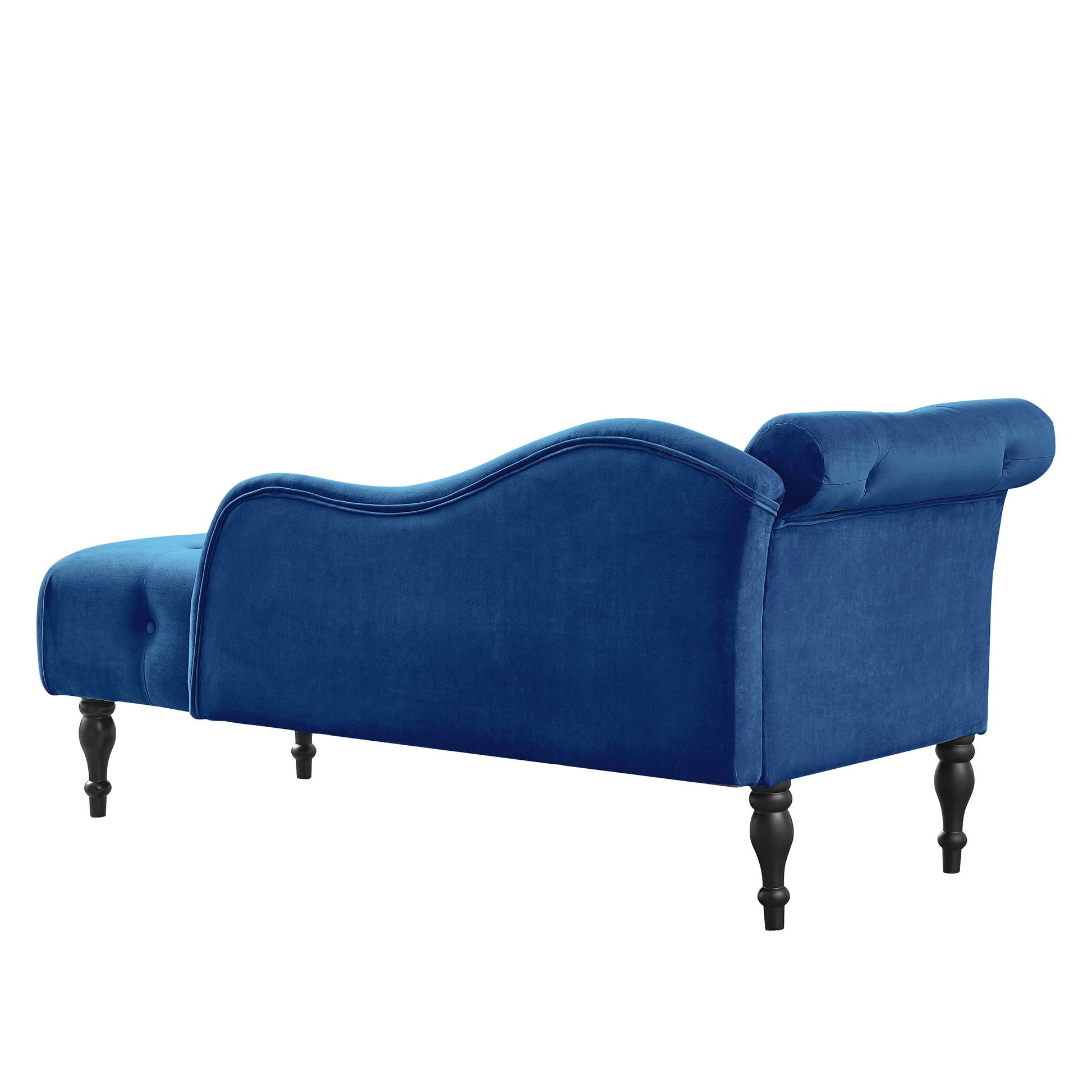 Aijia 60.6" Velvet Chaise Lounge Buttons Tufted Trimmed Solid Wood Legs With 1 Pillow,Blue Left Arm Design As Shown In The Picture Blue Velvet