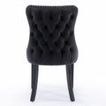 Upholstered Wing Back Dining Chair With Backstitching Trim And Solid Wood Legs,Set Of 2, Black,Sw8809Bk, Kd Black Dining Room American Design Foam Velvet