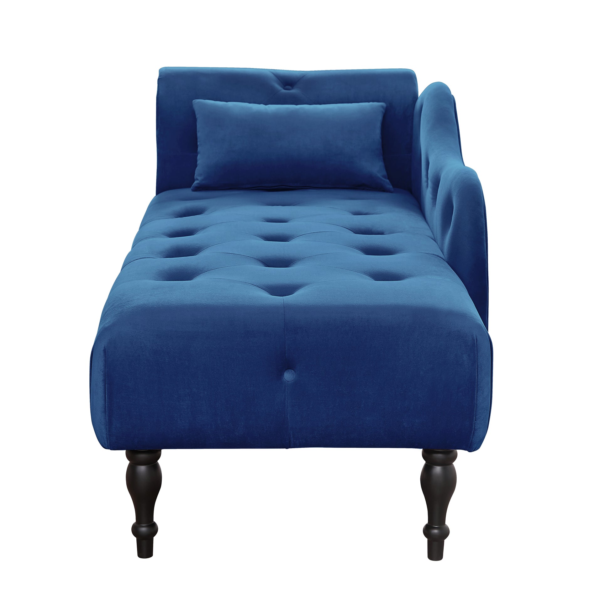 Aijia 60.6" Velvet Chaise Lounge Buttons Tufted Trimmed Solid Wood Legs With 1 Pillow,Blue Left Arm Design As Shown In The Picture Blue Velvet