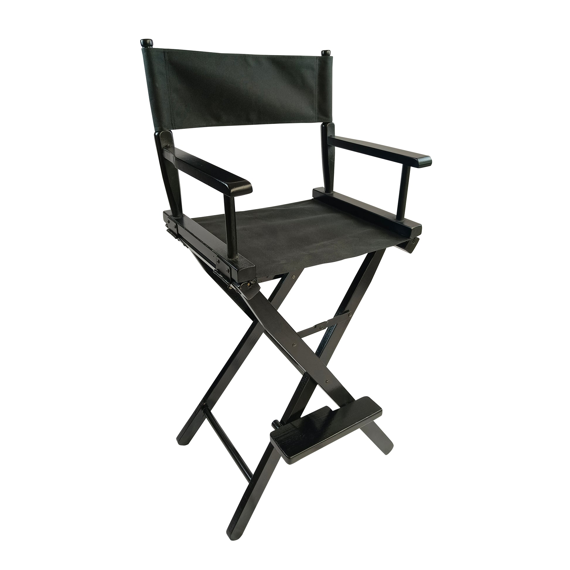 Casual Home Director'S Chair, Black Frame Black Canvas,Suitable For Adults, Foldable Style, 2Pcs Set Populus Black Solid Wood