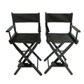 Casual Home Director'S Chair, Black Frame Black Canvas,Suitable For Adults, Foldable Style, 2Pcs Set Populus Black Solid Wood