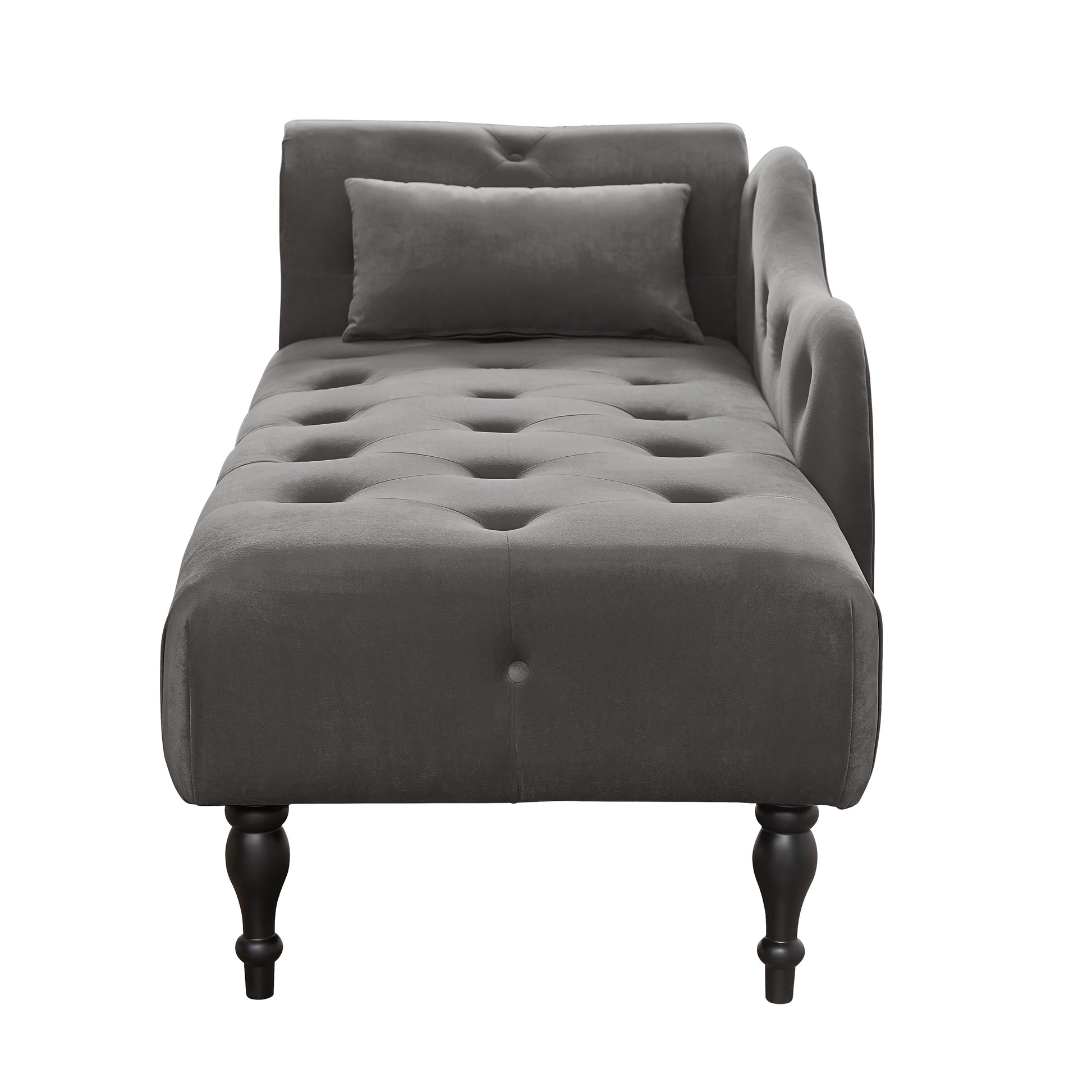 Aijia 60.6" Velvet Chaise Lounge Buttons Tufted Trimmed Solid Wood Legs With 1 Pillow,Grey Left Arm Design As Shown In The Picture Grey Velvet