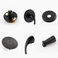 Single Handle Tub Spout And 5 Functions Shower Head Set Valve Included Matte Black Brass