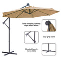 10 Ft Solar Led Patio Outdoor Umbrella Hanging Cantilever Umbrella Offset Umbrella Easy Open Adustment With 32 Led Lights Taupe Taupe Metal