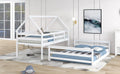 Twin Over Full House Bunk Bed With Built In Ladder,White White Pine