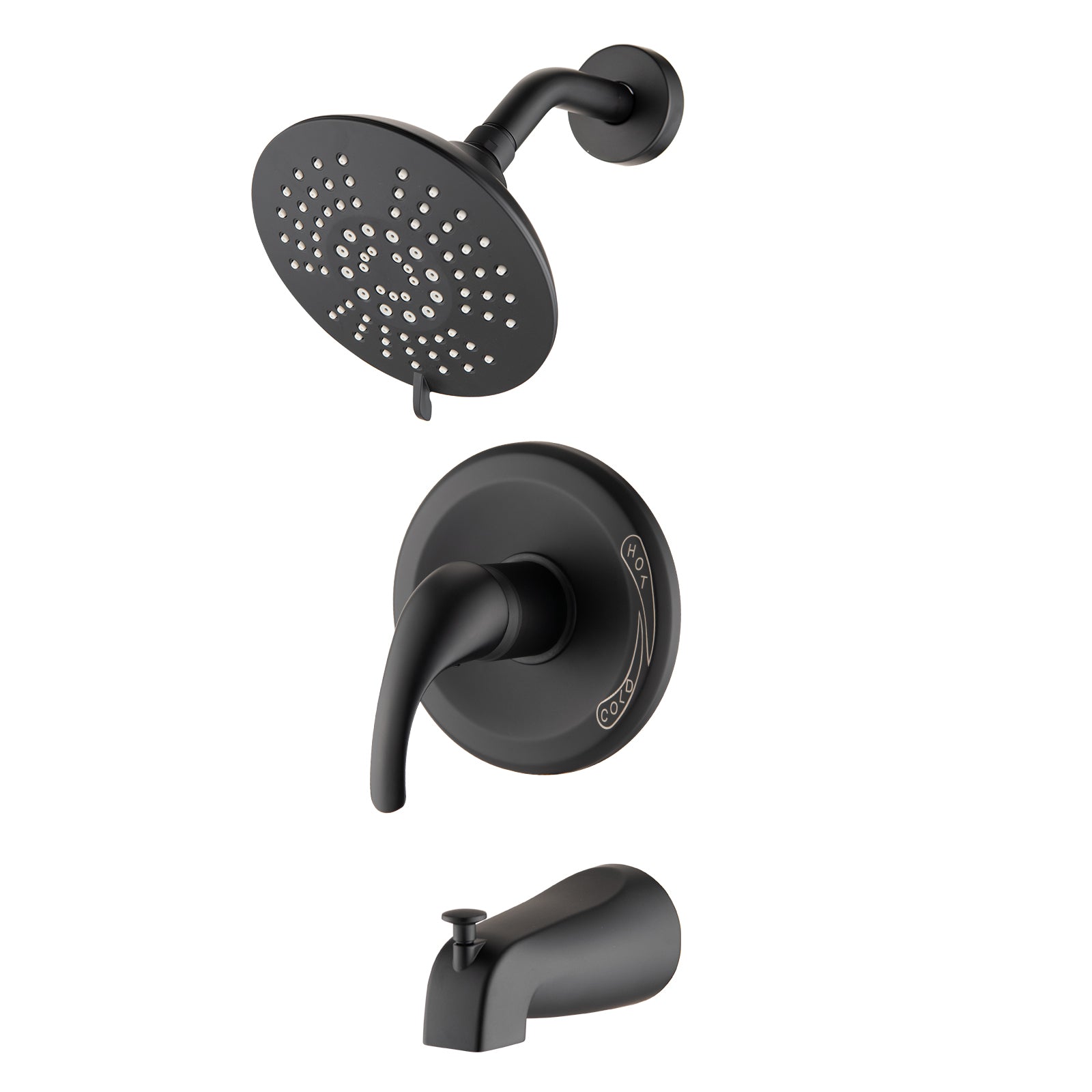 Single Handle Tub Spout And 5 Functions Shower Head Set Valve Included Matte Black Brass