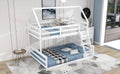 Twin Over Full House Bunk Bed With Built In Ladder,White White Pine