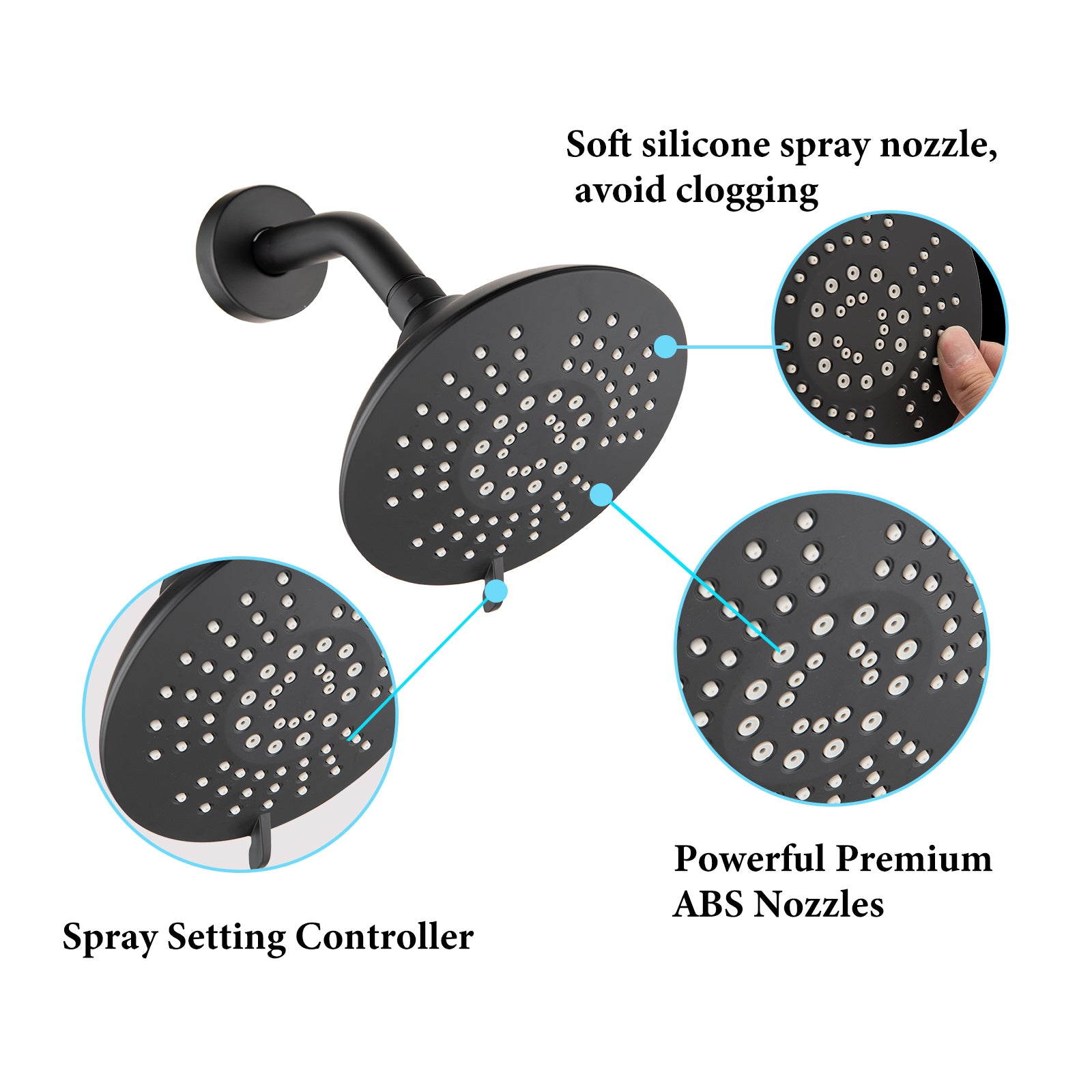 Single Handle Tub Spout And 5 Functions Shower Head Set Valve Included Matte Black Brass