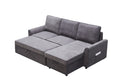 Mgea Modern Modular L Shaped Sofa Bed With Chaise Longue, Reversible Sofa Bed With Pull Out Bed And Storage, 4 Seat Linen Fabric Convertible Sofa For Living Room Dark Grey Gray Foam Fabric