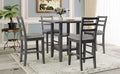 5 Piece Wooden Counter Height Dining Set With Padded Chairs And Storage Shelving Gray Gray Solid Wood