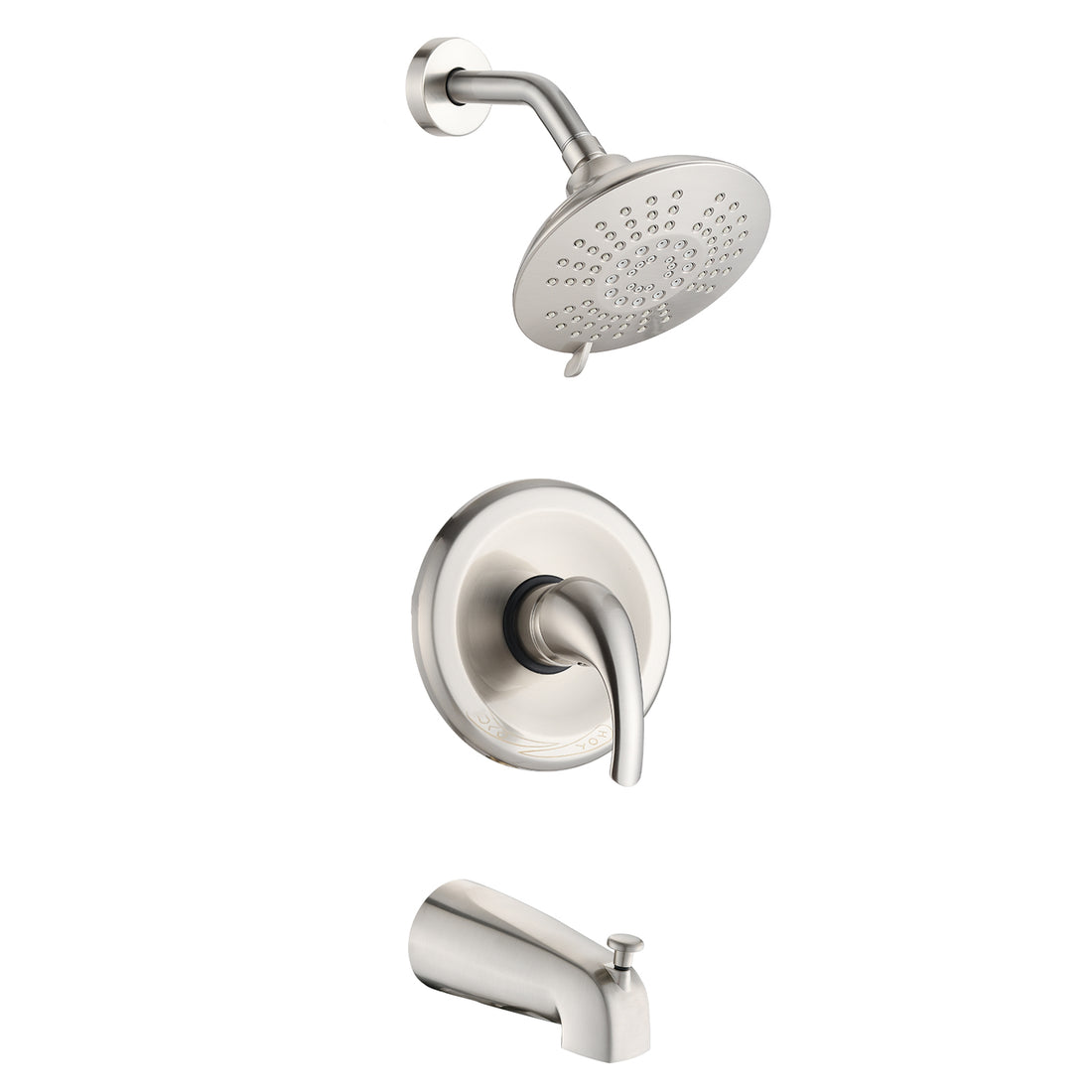 Single Handle Tub Spout And 5 Functions Shower Head Set Valve Included Brushed Nickel Brass